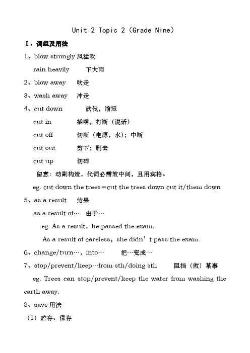 仁爱版英语九年级Unit-2-Topic-2知识点