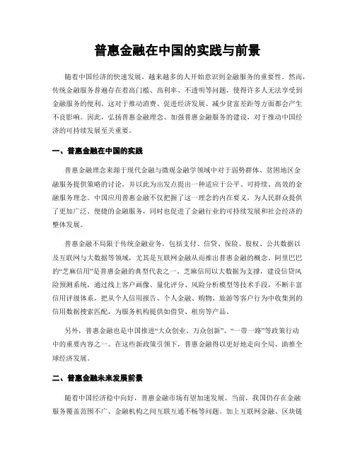 普惠金融在中国的实践与前景