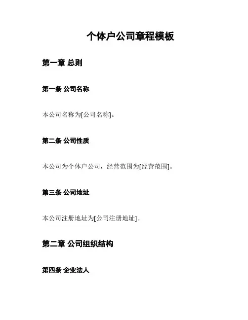 个体户公司章程模板