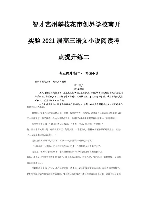 高三 小说阅读 考点提升练二 试题