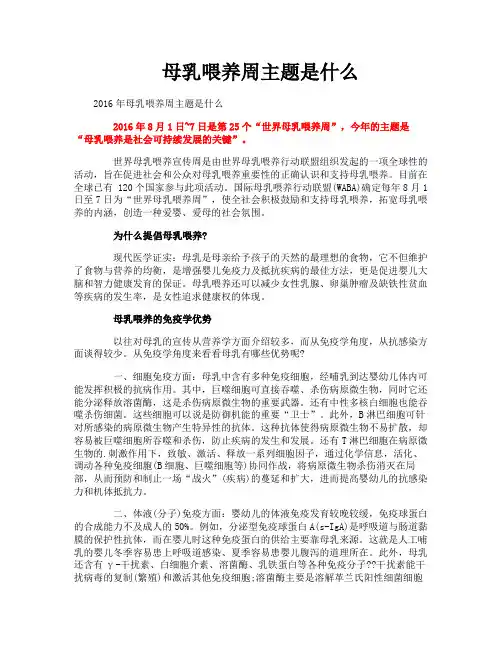 母乳喂养周主题是什么