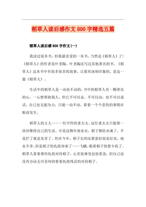 稻草人读后感作文800字精选五篇