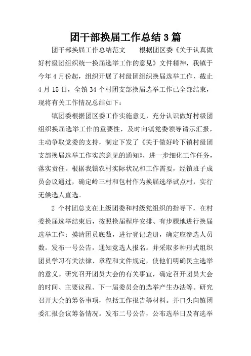 团干部换届工作总结3篇