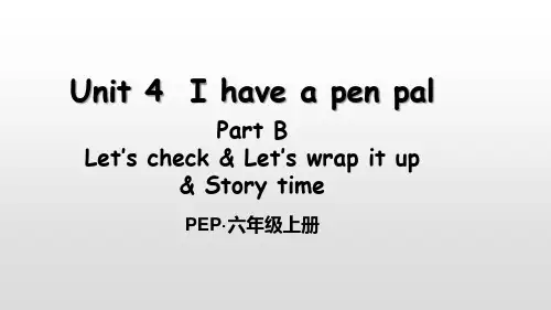 六年级上册英语(人教版PEP)Unit 4I have a pen pal  Part B 第四课时课件