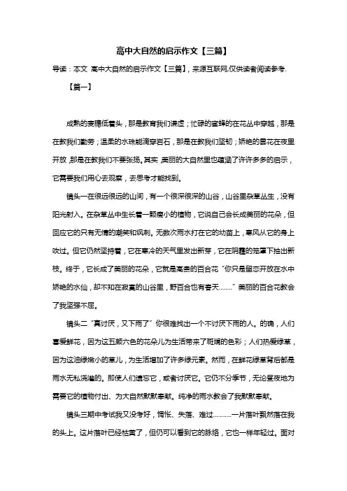 高中大自然的启示作文【三篇】