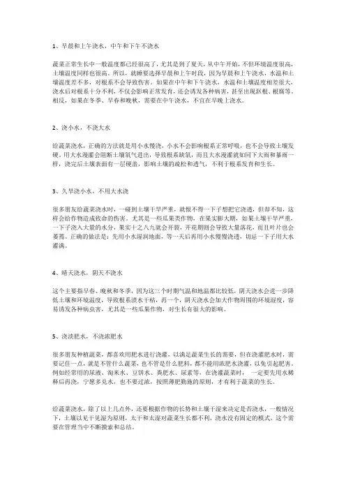 农村菜地浇水正确方法