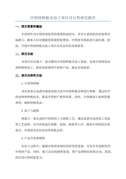 中药材种植及加工项目可行性研究报告