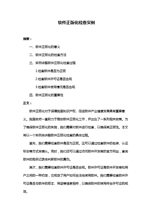 软件正版化检查实例