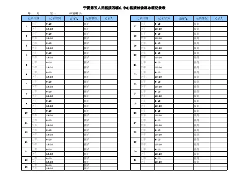 冰箱温度记录表