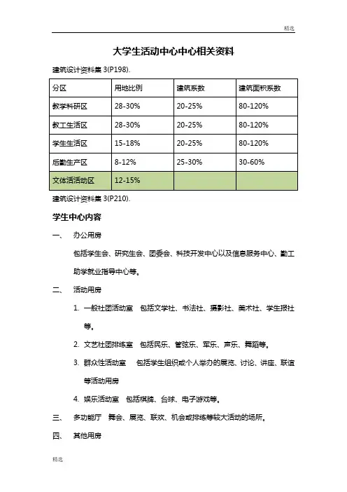 大学生活动中心功能及各项面积回顾.docx