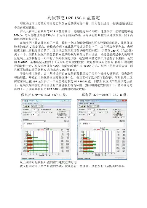 真假东芝U2P 16G U盘鉴定