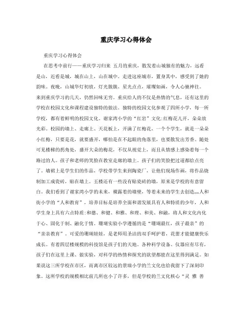 重庆学习心得体会