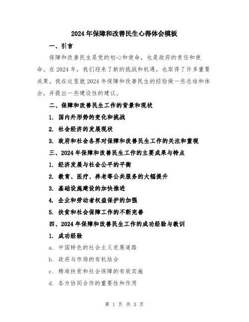 2024年保障和改善民生心得体会模板