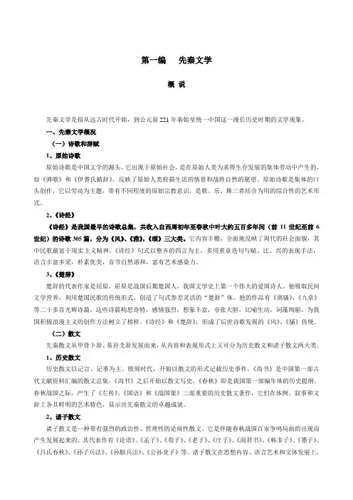 古代文学最全复习重点+重点背诵篇目