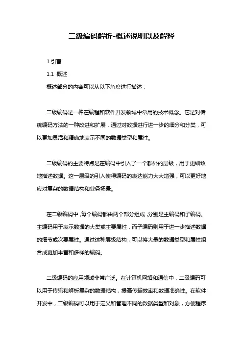 二级编码解析-概述说明以及解释