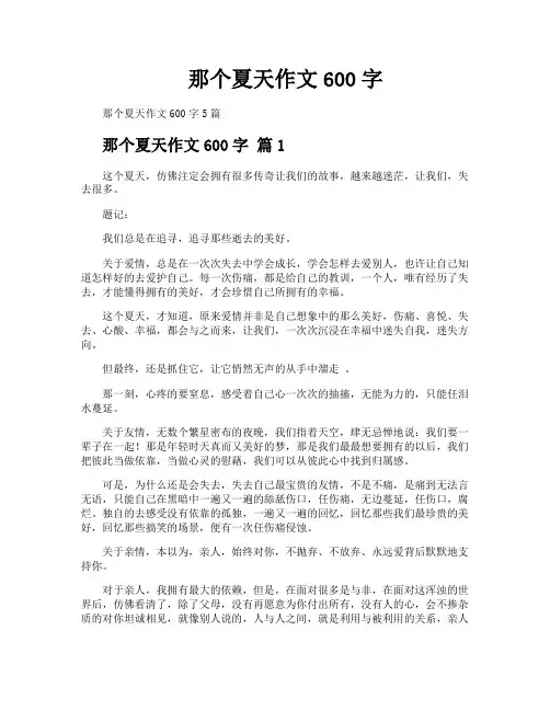 那个夏天作文600字
