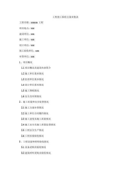 工程竣工验收方案审批表