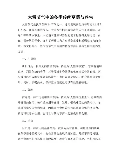 大雪节气中的冬季传统草药与养生