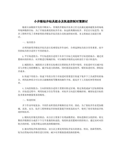 小井眼钻井钻具组合及轨迹控制对策探讨