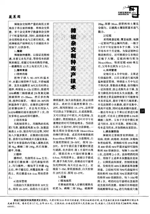 辣椒杂交制种高产技术