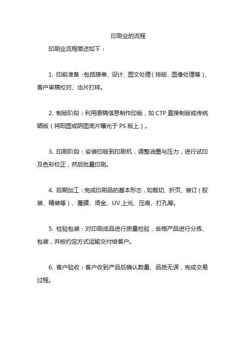 印刷业的流程
