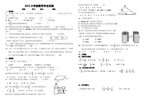 2012毕业升学模拟试卷9