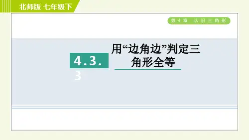 北师版七年级下册数学 第4章 4.3.3 用 “边角边”判定三角形全等 习题课件