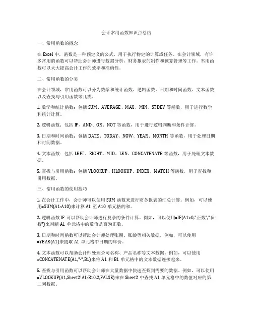 会计常用函数知识点总结