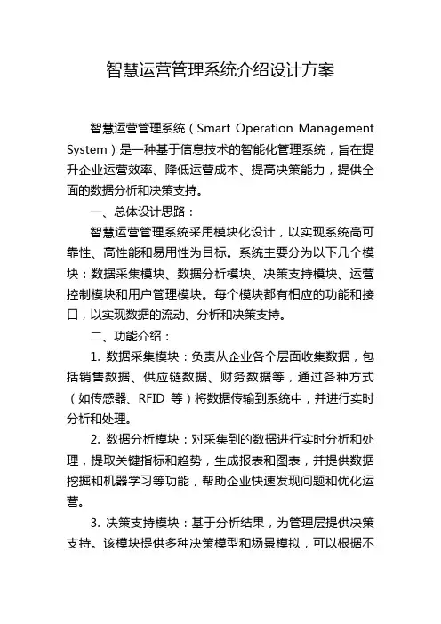 智慧运营管理系统介绍设计方案
