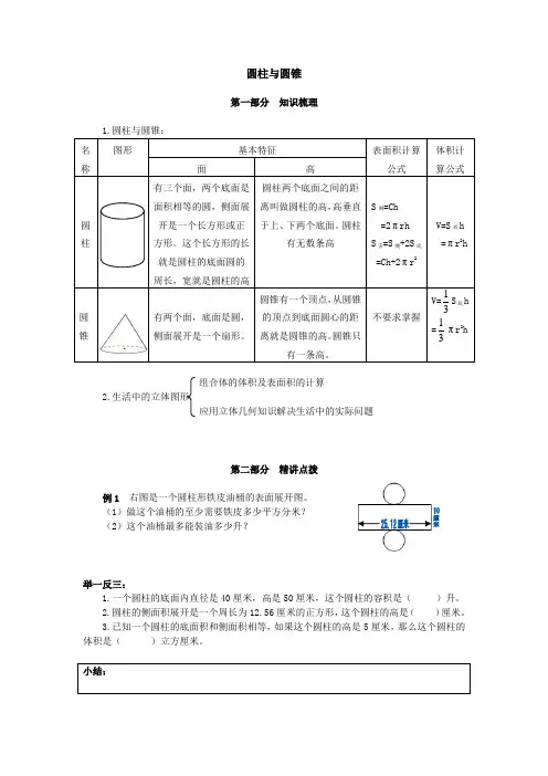 圆柱与圆锥 无答案.小升初立体图形训练-圆柱与圆锥 无答案