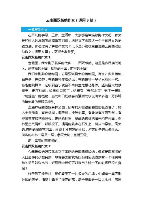 云南西双版纳作文（通用5篇）