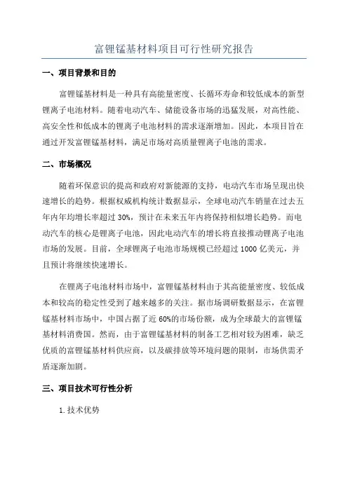 富锂锰基材料项目可行性研究报告