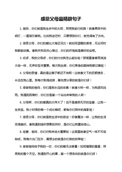 感恩父母最精辟句子