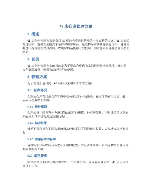 4s店仓库管理方案