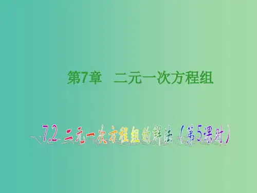 七年级数学下册 7.2 二元一次方程组的解法(第5课时) 华东师大版
