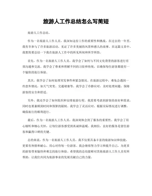 旅游人工作总结怎么写简短
