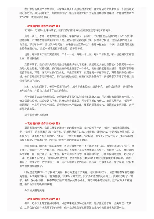 一次有趣的尝试作文500字（通用33篇）
