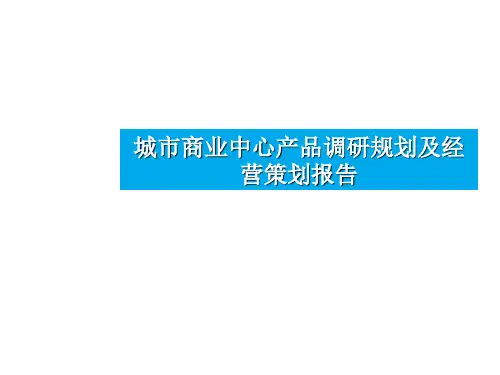 临沂城市商业中心产品调研规划及经营的的策划的报告88PPT