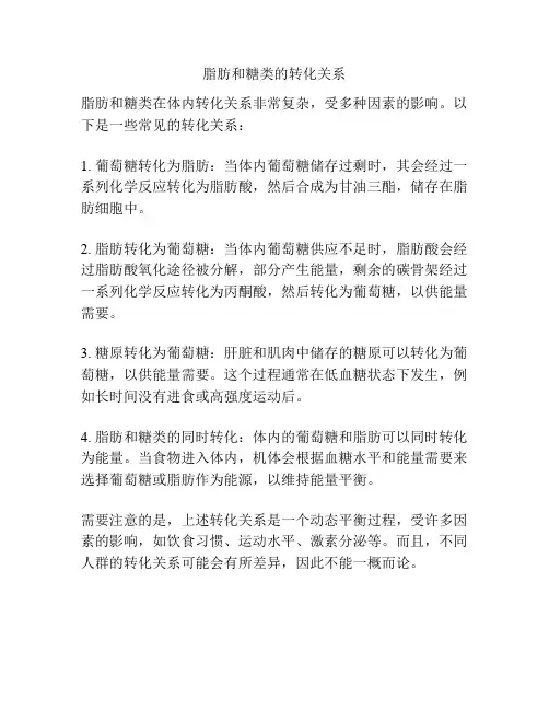 脂肪和糖类的转化关系