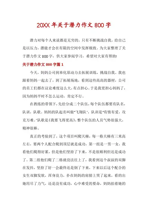 关于潜力作文800字