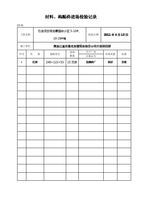 C3-01材料、构配件进场检验记录