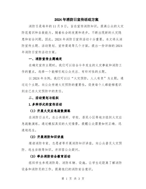 2024年消防日宣传活动方案