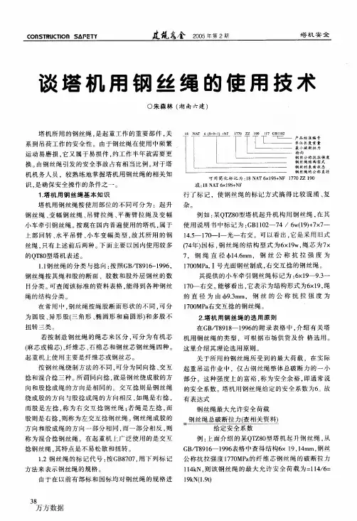 谈塔机用钢丝绳的使用技术
