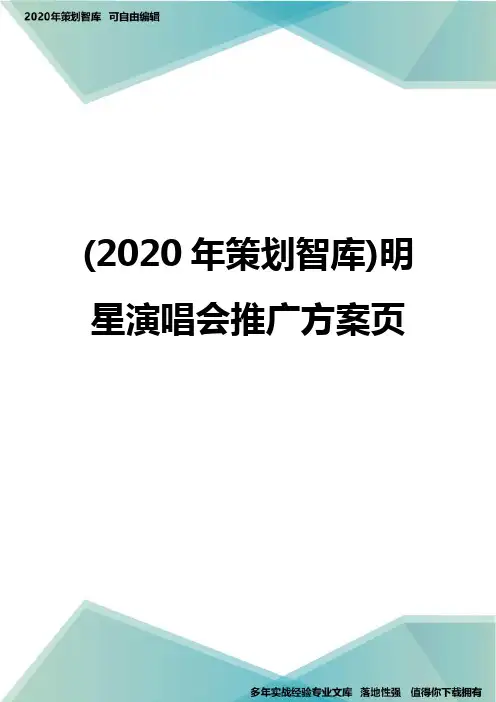 (2020年策划智库)明星演唱会推广方案页