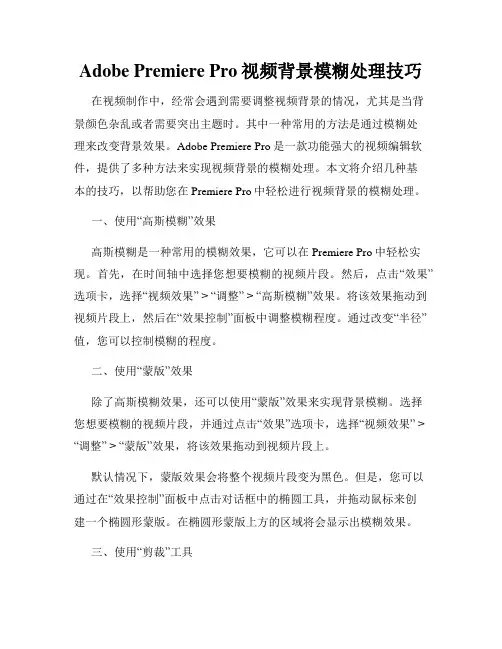 Adobe Premiere Pro视频背景模糊处理技巧