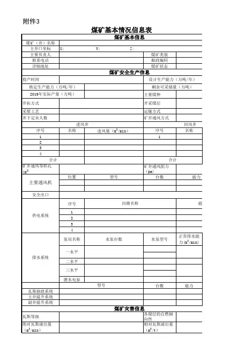 3、煤矿基本情况信息表