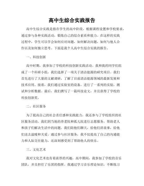 高中生综合实践报告