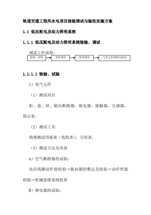 轨道交通工程风水电项目检验调试与验收实施方案