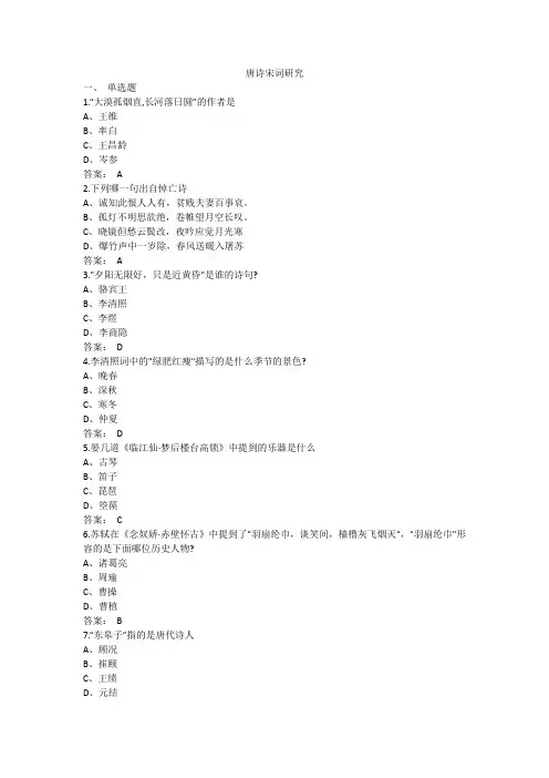 唐诗宋词研究