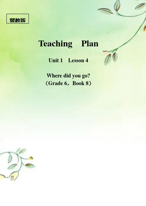 六年级下册英语教案-Unit 1 Lesson 4 Did You Have Fun｜冀教版(三起)